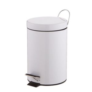 Image of Cooke & Lewis Diani White Stainless steel Round Bathroom pedal bin 3L