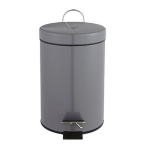 Image of Cooke & Lewis Diani Anthracite Stainless steel Round Bathroom pedal bin 3L
