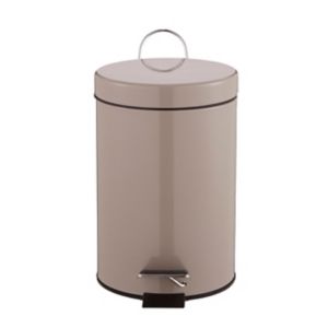 Image of Cooke & Lewis Diani Taupe Stainless steel Round Bathroom pedal bin 3L