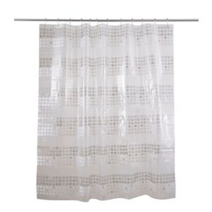 Image of Cooke & Lewis Nakina White & Silver Mosaic Shower curtain (L)1800mm