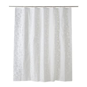 Image of Cooke & Lewis Ledava White & Silver Leaf Shower curtain (L)1800mm
