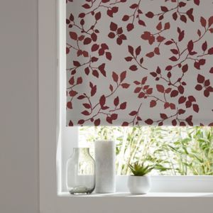 Image of Boreas Corded Ivory & red Foliage Blackout Roller Blind (W)60cm (L)195cm