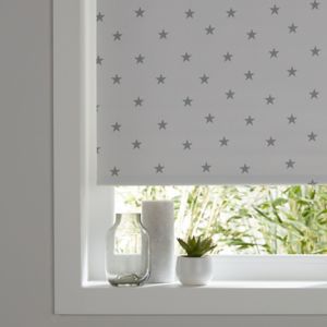 Image of Boreas Corded Grey & ivory Stars Blackout Roller Blind (W)60cm (L)195cm