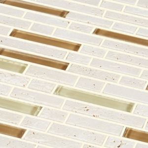 Image of Cagliari Beige & brown Glass effect Glass & stone Mosaic tile (L)300mm (W)300mm