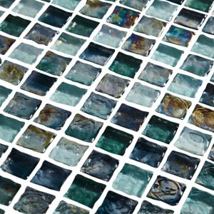 Image of Bressia Blue & green Glass effect Glass Mosaic tile (L)306mm (W)306mm