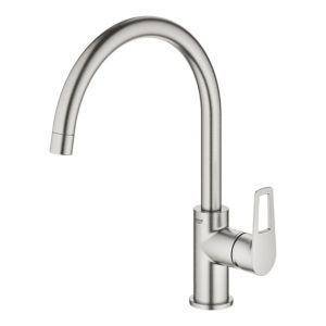 Image of Grohe Start loop Stainless steel effect Kitchen Deck Mixer tap