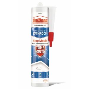Image of UniBond Triple protect Mould resistant White Kitchen & bathroom Silicone-based Sealant 300ml