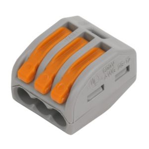 Image of Wago 222 series Grey 32A 3 way In-line wire connector Pack of 50