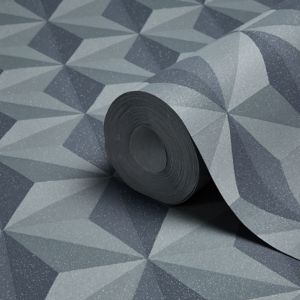 Image of A.S. Creation Life 4 Grey Geometric Glitter effect Embossed Wallpaper
