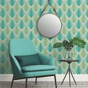 Image of A.S. Creation Life 4 Cream & green Geometric Embossed Wallpaper