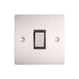 Image of Holder 10A 2 way Brushed stainless steel effect Single Light Switch