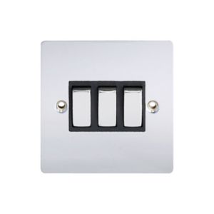 Image of Holder 10A 2 way Polished chrome effect Triple Light Switch