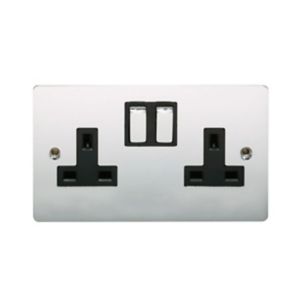 Image of Holder 13A Chrome effect Double Switched Socket