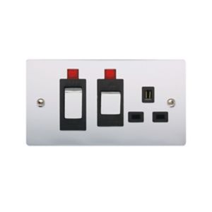 Image of Holder 45A Chrome effect Switched Cooker switch & socket