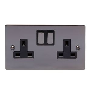 Image of Holder 13A Black Nickel effect Double Switched Socket
