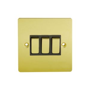 Image of Holder 10A 2 way Polished brass effect Triple Light Switch