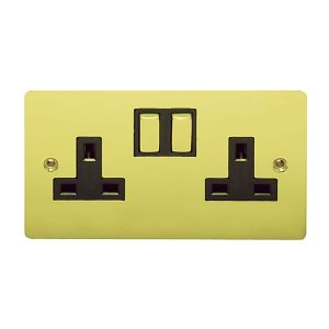 Image of Holder 13A Brass effect Double Switched Socket