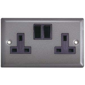 Image of Volex 13A Grey Pewter effect Double Switched Socket