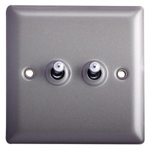 Image of Holder 10A 2 way Grey Pewter effect Single Light Switch