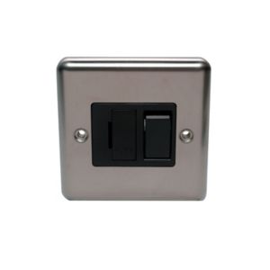Image of Volex 13A Black Brushed Stainless steel effect Switched Fused connection unit