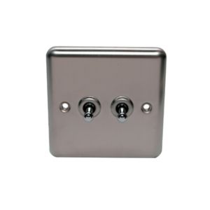 Image of Holder 10A 2 way Brushed stainless steel effect Single Toggle Switch