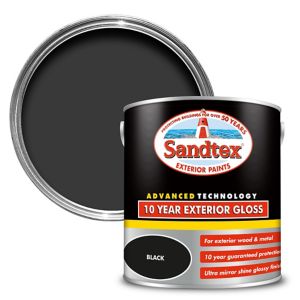 Image of Sandtex 10 year Black High gloss Metal & wood paint 2.5L