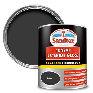 Image of Sandtex 10 year Black High gloss Metal & wood paint 0.75L