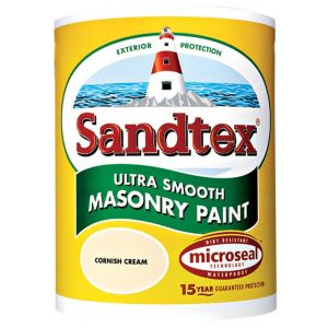 Image of Sandtex Ultra smooth Cornish cream Masonry paint 5L