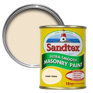 Image of Sandtex Ultra smooth Ivory stone Masonry paint 0.15L Tester pot