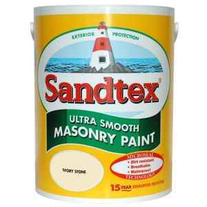 Image of Sandtex Ultra smooth Ivory stone Masonry paint 5L
