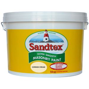 Image of Sandtex Ultra smooth Cornish cream Masonry paint 10L