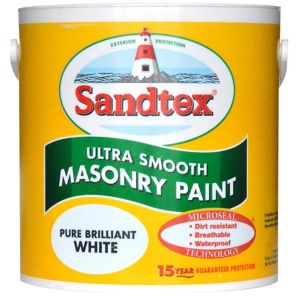 Image of Sandtex Ultra smooth Pure brilliant white Smooth Masonry paint 2.5L