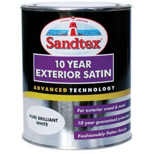 Image of Sandtex Pure brilliant white Satin Metal & wood paint 0.75