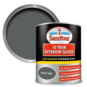 Image of Sandtex 10 year Smokey grey High gloss Metal & wood paint 0.75