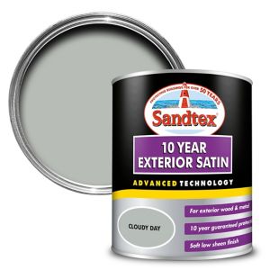 Image of Sandtex 10 year Cloudy day Satin Metal & wood paint 0.75