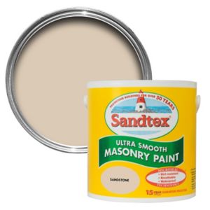 Image of Sandtex Ultra smooth Sandstone beige Masonry paint 2.5L