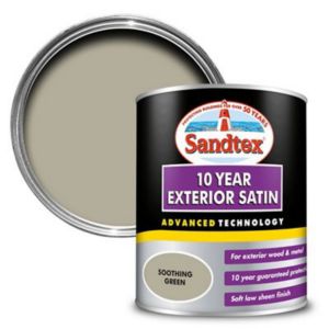 Image of Sandtex 10 year Soothing green Satin Metal & wood paint 0.75