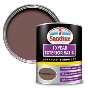 Image of Sandtex 10 year Autumn chestnut Satin Metal & wood paint 0.75