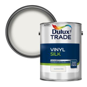 Image of Dulux Trade Pure brilliant white Silk Emulsion paint 5L