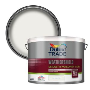 Image of Dulux Trade Weathershield Pure brilliant white Smooth Masonry paint 10L