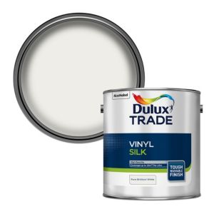 Image of Dulux Trade Pure brilliant white Silk Emulsion paint 2.5L