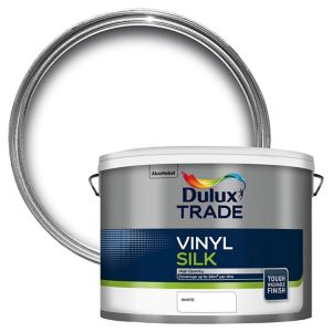 Image of Dulux Trade White Silk Emulsion paint 10L
