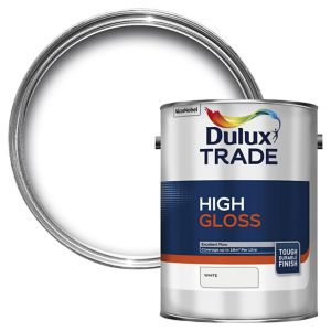Image of Dulux Trade White High gloss Metal & wood paint 5L
