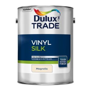 Image of Dulux Trade Magnolia Silk Emulsion paint 5L