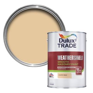 Image of Dulux Trade Weathershield Country cream Smooth Masonry paint 5L