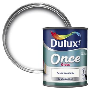 Image of Dulux Once Pure brilliant white Gloss Metal & wood paint 0.75L
