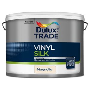 Image of Dulux Trade Magnolia Silk Emulsion paint 10L