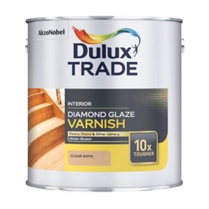 Image of Dulux Trade Diamond Clear Satin Floor Wood varnish 1L
