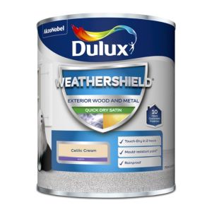 Image of Dulux Weathershield Celtic cream Satin Metal & wood paint 0.75