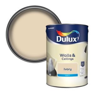 Image of Dulux Ivory Matt Emulsion paint 5L